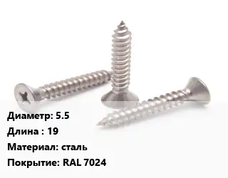 Саморез графит 5.5 L=19 сталь RAL 7024